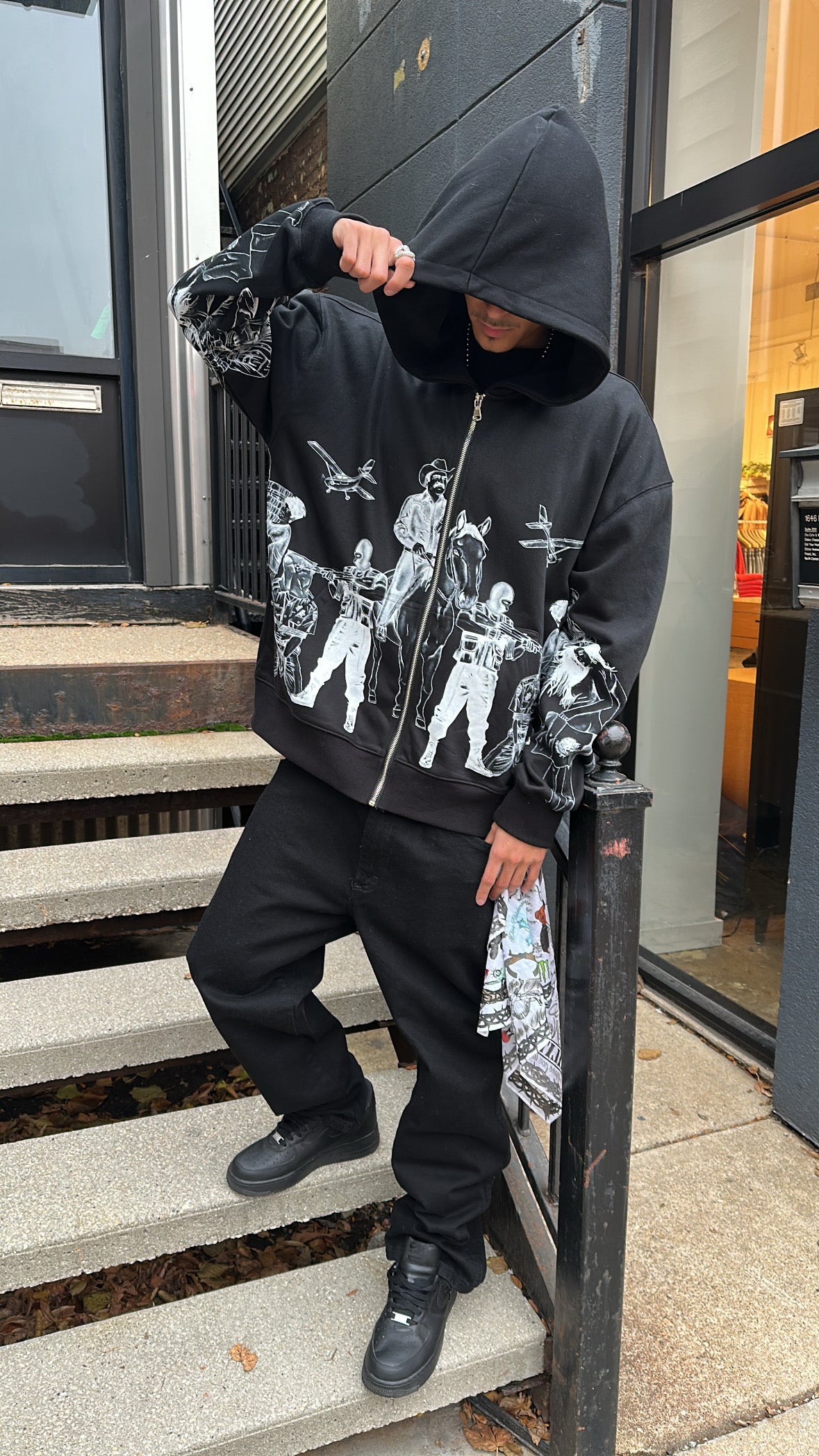 Brick All Over Zip Up (Black)