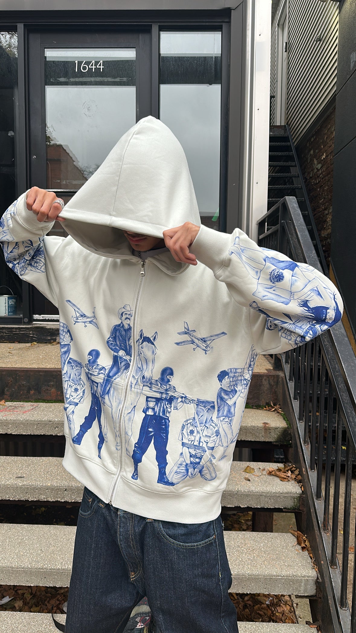 Brick All Over Zip Up (Grey)